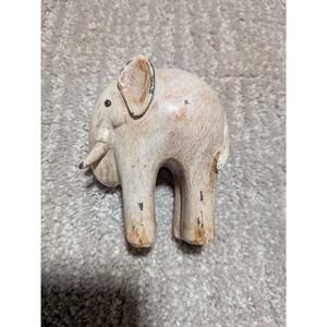 VNT Wood Elephant Statue Hand Carved Wooden Figurine Lucky Sculpture‎ 4"
